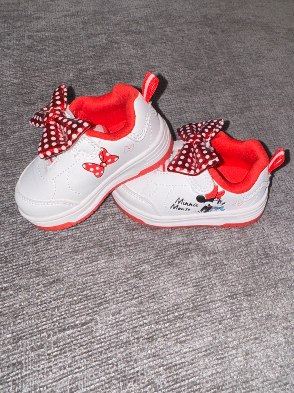 White & Red Kids Sneakers with Polka Dot Bow